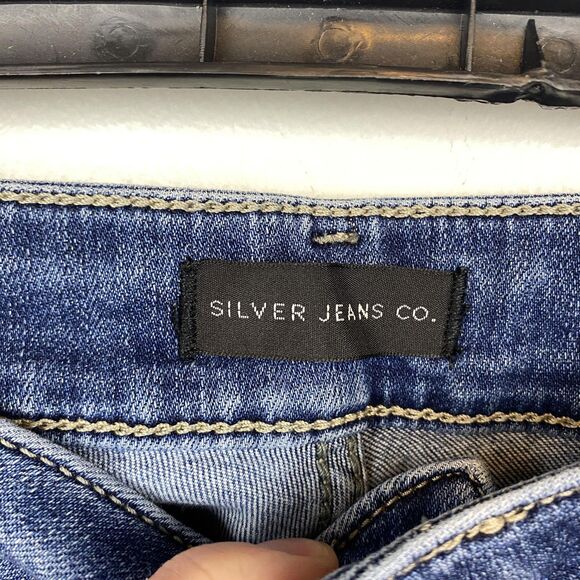 Silver Jeans Boyfriend Jeans Womens 29 Blue Distressed Frayed Hem Stretch Denim - Picture 6 of 12